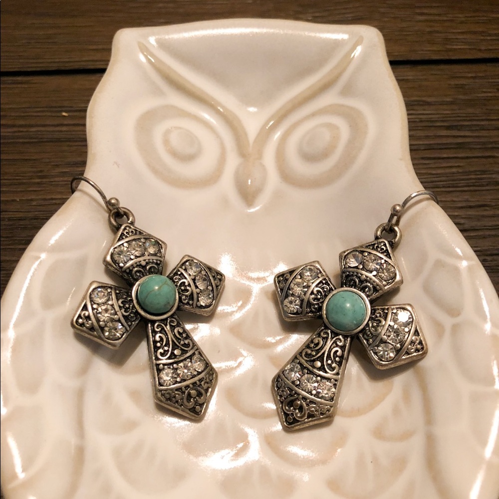 Turquoise Cross Cowgirl Earrings